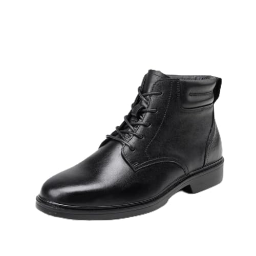 Men's Dress Leather Ankle Cap Toe Oxford Boot Lace up Black color Business Wedding Party Shoes