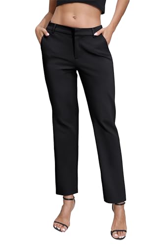 Urban CoCo Women's Elastic Waisted Dress Pants Business Work Casual Stretch Slacks with Pockets(XL, Black)