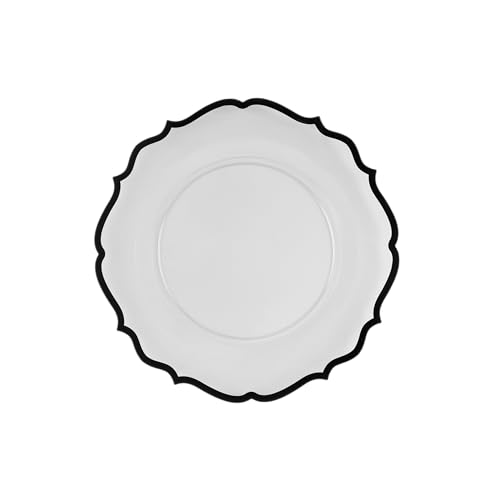 Plasticpro 4185-1 32 Pack Elegant Disposable Plastic Plates Combo Set Includes 16 Dinner Plates And 16 Salad Plates Heavy Duty Fancy Party Plates Clear & Black Contemporary Design thumb #5
