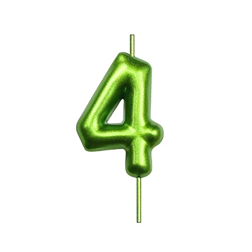 DERVENTA Number Candle Green 2.36 inch Party Celebration Anniversary Decoration Perfect Birthday Brunch Dessert Cake Topper 1 Piece (Number 4 Green)