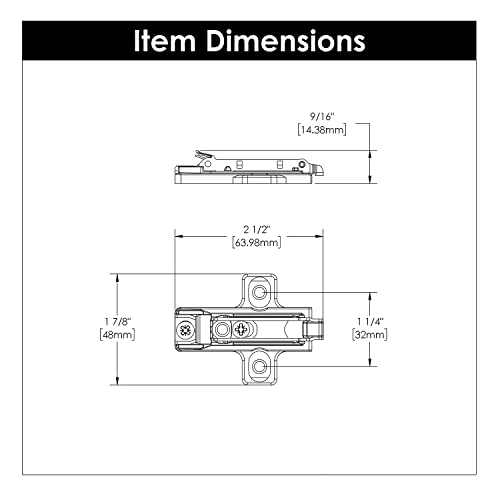 Hickory Hardware HH74723-TT - Premium Full Overlay Frameless Soft Close Clip-On Hinges - Heavy Duty Steel - 105° Opening Concealed Cabinet Hardware - Titanium Finish - 1 Set of Pair by Hickory Hardware - Used condition - Image 4