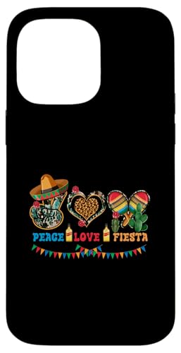 Peace Love Fiesta Cœur Léopard Mexicain Cinco De Mayo Party Coque pour iPhone 14 Pro Max