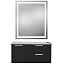 Black Cabinet, Marble Stone Top, Brushed Silver Handles, 30” X 36” Led Rectangle Mirror