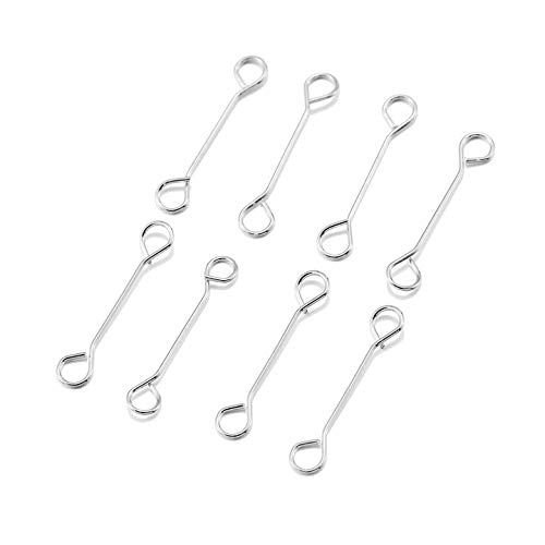 50pcs/lot 15 20 25 30 45mm Metal Stainless Steel Steel Double Eye Pin Earrings Ear Connecting Rod for DIY Jewelry Pins Making Handcraft Supplies (Silver, Length 15mm)