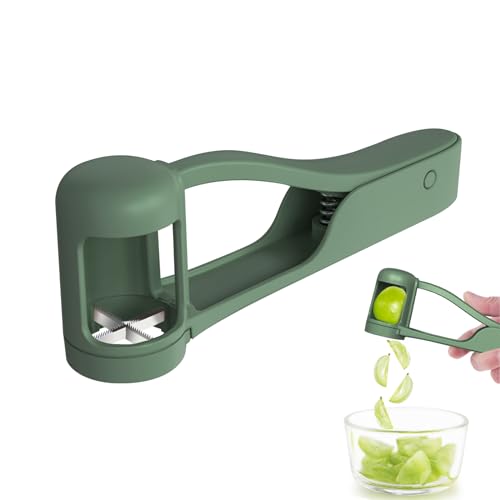 Luvan Grape Cutter for Toddlers 1-3, Grape Slicer Kitchen Gadget for Vegetable Fruit Salad Cake Decor, Stainless Steel Baby Grape Quarter Cutter Tool for Cherry Tomato Strawberry Blueberry - Green