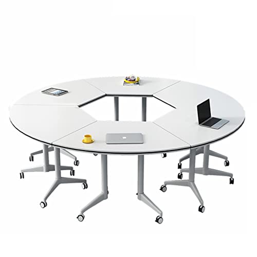 Guinjo 6 Person Foldable Conference Tables, Flip Top Mobile Training Table With Modesty And Lockable Wheels,Commercial Grade Ready To Unfold And Use (Color : White, Size : 180 * 74Cm) #TOP25