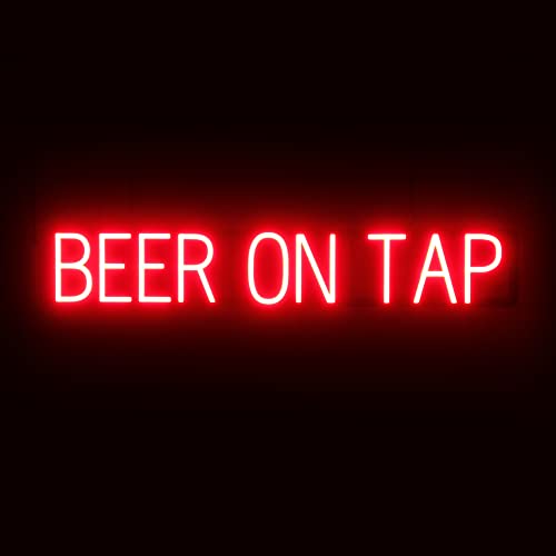 Image of SpellBrite LED Neon BEER ON TAP Sign for Business - Red, 39 inch x 6 inch | Ultra-Bright Click-Together Signage for Bars & Restaurants, with Visibility from 500 ft - 8 Animations, 6 Brightness Levels