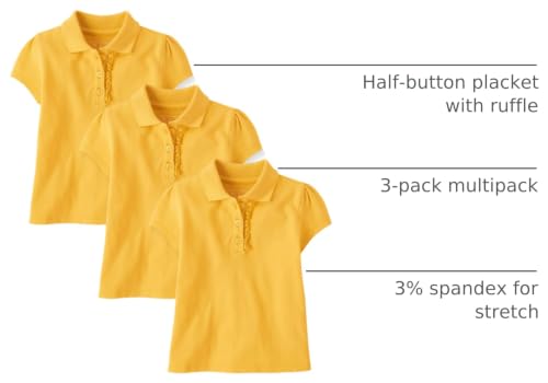 Image of The Children's Place Girls' Toddler Mulipack Short Sleeve Ruffle Pique Polos