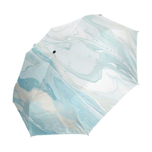 Parapluies coupe-vent automatiques de luxe texture marbre bleu doux