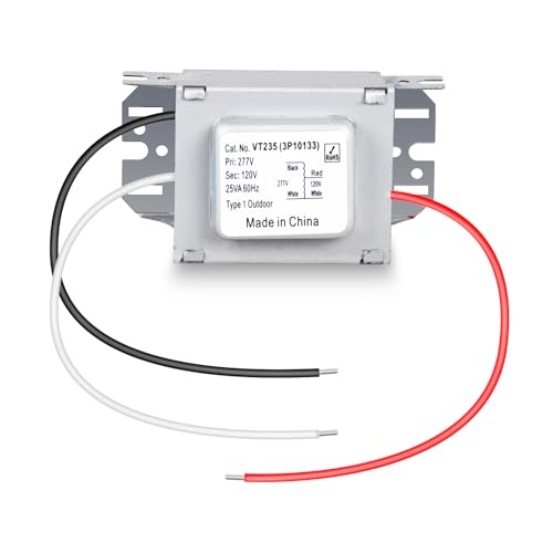 GUSUUI 277V to 120V Magnetic Step Down Voltage Transformer, 25VA Max Load Compact Enclosed Transformer for Lighting Controls, sensors, HVAC Systems Industrial Installations