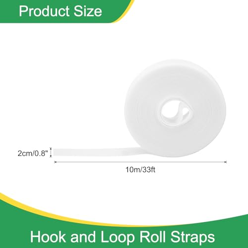 Image of uxcell 0.8inch x 33ft Hook and Loop Roll Straps, Multi-Purpose Hook and Loop Tape with Adhesive, Cable Ties Organize Strap Fastener Roll for Home Office, White