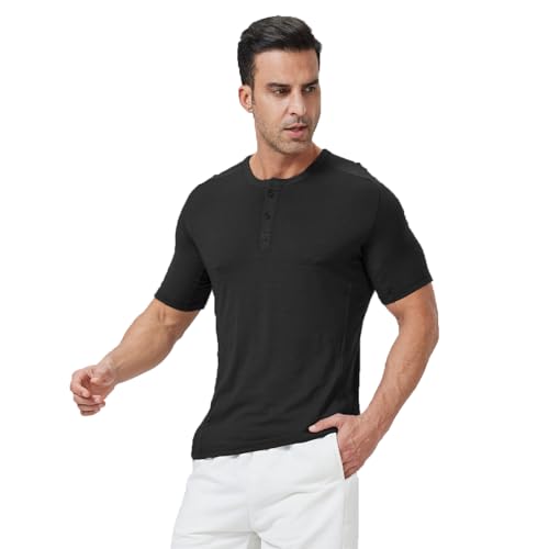 Men's Merino Wool Henry Collar Short Sleeve - Breathable, Odor-Resistant, and UV Protected for Everyday Comfort