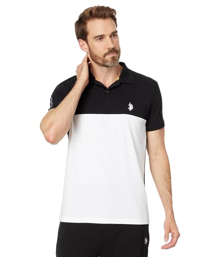 U.S. Polo Assn. Men's Short Sleeve Slim Fit Colorblock Athletic Jersey Knit Polo Shirt