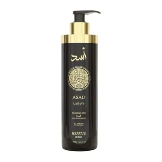 Shampoo 3 em 1 Asad Arabe para Homens, Cabelo, Corpo e Barba, 500ml, Isabelle La Belle