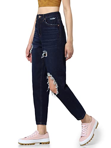 Image of ONLY Women's Mom Fit High Rise Distressed Jeans