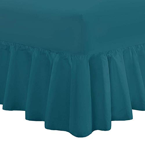 Nimsay Home Calidad de Lujo de Profundidad Adams  100% algodón de percal Cama sábana Bajera Ajustable de Cama, 100% algodón, Verde Azulado, Matrimonio Grande