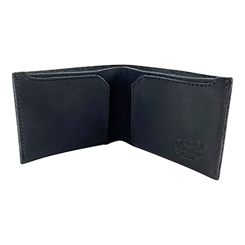 Hide & Drink, Leather Classic Wallet, Holds Up to 6 Cards Plus Flat Bills/Holder/Vintage/Travel/Pocket/Accessories, Handmade (Charcoal Black)3