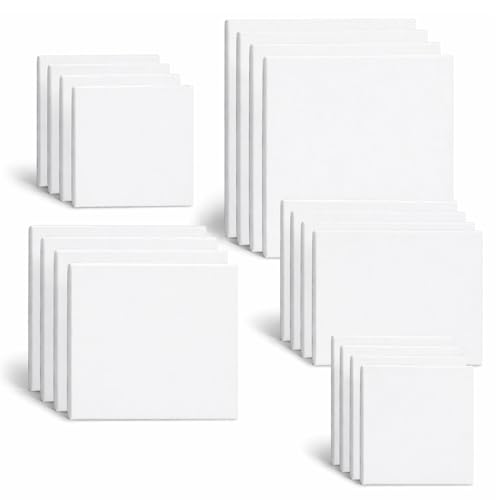 Artme Paneles De Lienzos 20pk - 15x20,20x20,30x30,24x30,30x40cm Tamaños Surtidos 280gsm 100 Algodón Blanco Triple Imprimado Sin Ácido Grano Medio 0.3cm - Acrílico Aceite