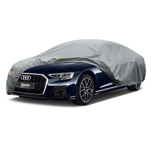 Image of Kayme Heavy Duty Car Cover Custom Fit Audi A8 RS8 S8 Waterproof All Weather for Automobiles, Full Exterior Covers Sun Rain UV Protection.（Deliver About 3-10 Days）