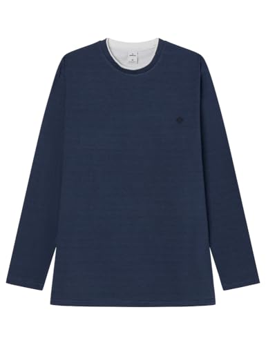 Springfield Nueva Camisa De Estructura con Bordado De Árboles, Azul, L