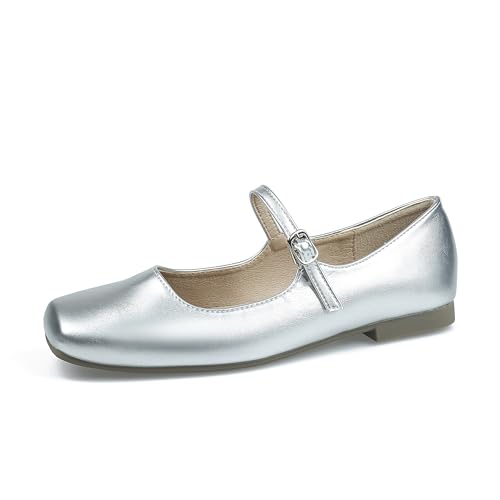 Mary Jane Flats for Women Buckle Ballet Flats Classy Dressy Comfortable Square Toe Slip on Flats Women's Soft Work Casual Dress Shoes
