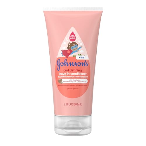 Image of Johnson's Kids Curl Defining Leave-In Conditioner + Shea Butter, Tear-Free, Paraben-, Sulfate- & Dye-Free, Hypoallergenic & Gentle for Toddlers' Haircare, Bath Essentials, 6.8 fl. oz