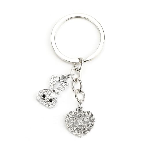 Llavero personalizado de acero inoxidable con corazón de diamante y colgante de conejo de diamante, regalos para mujeres, regalo de cumpleaños para mamá, buen amigo y colegas, regalo para novia