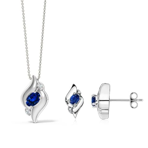 Angara Natural Blue Sapphire Jewelry Set...