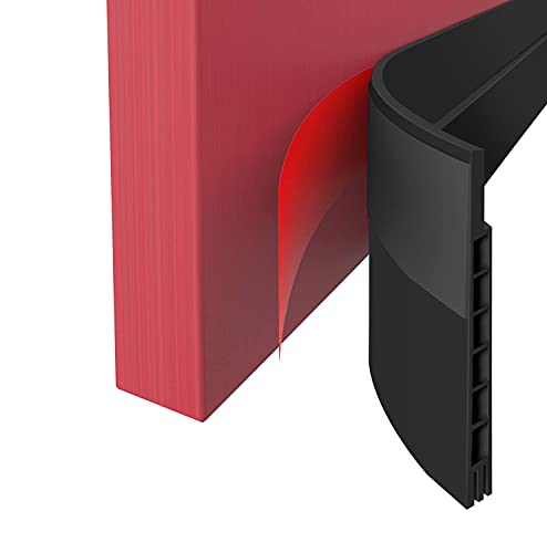 Upgraded Door Draft Stopper For Large Gap,Widened Door Sweep Seal Gap Up To 1-2/5" For Interior, Exterior And Garage Doors- Keeping Draft,Dust, Noise, Unwanted Light And Pests Out, 3" W X 37" L,Black #TOP7
