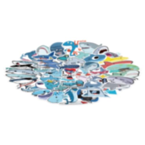 100PCS Shark Stickers, Cute Ocean Shark Aesthetic Decals Vinyl Waterproof Stickers for Water Bottle Laptop Luggage Helmet Skateboard Snowboard Guitar Scrapbook Phone Gifts for Teens Girls Kids Adult