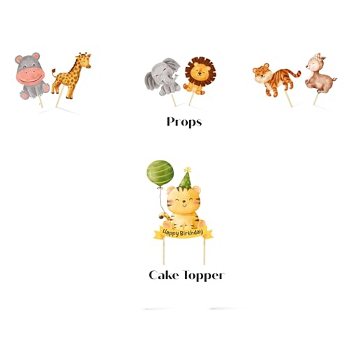 Jungle Theme Party Decoration - 100 pcs Happy Birthday Decoration Kit for Kids | Jungle Theme Birthday Decoration Items for Boys & Girls |Includes Balloons, Backdrop Curtain, Props, Banners