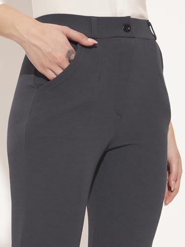 Image of Vogaan Women High Rise High Waist Trousers Flared Korean Style Formal Pants| Elegant Workwear for Office, College & Events