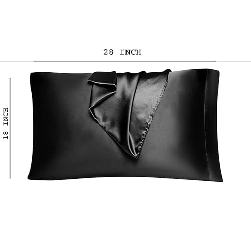 Image of RAGGLE Satin Silk Pillowcase for Hair and Skin Standard Size 18 inchX 28 inch with Soft Breathable Smooth Cooling Pillow Covers for Sleeping or Pillow Protector (2, Brown)