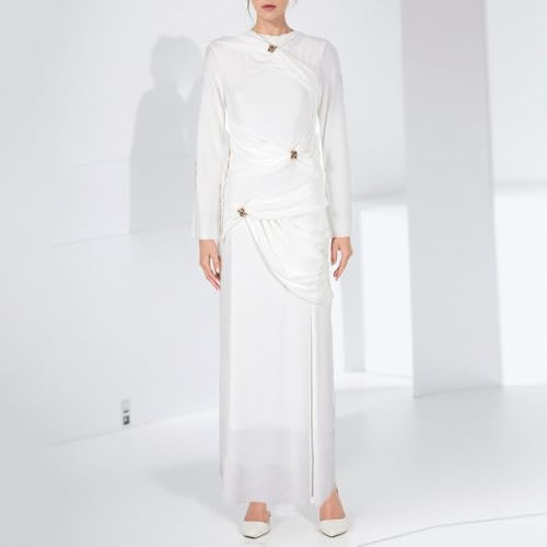 CHONG FENG XIA Women's Dress Black Spring Autumn Slim Fit Slimming Long Sleeve Pleated Gown Dresses for Women4