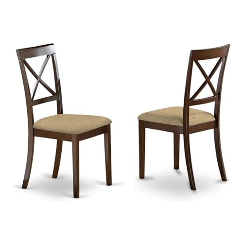 East West Furniture Boston 38" Fabric Dining Chairs in Cappuccino (Set of 2)