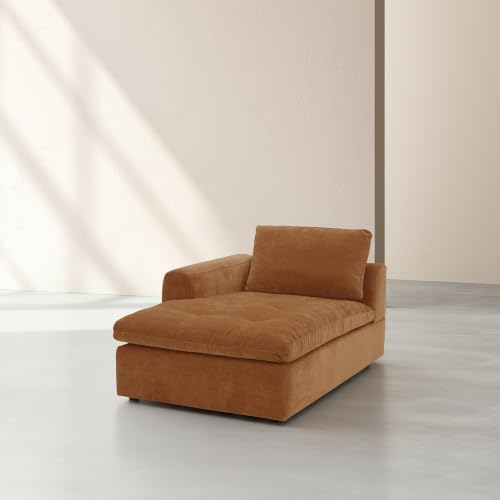 Habitat - Méridienne d'angle Gauche en Tissu - Marron Noisette Ameria