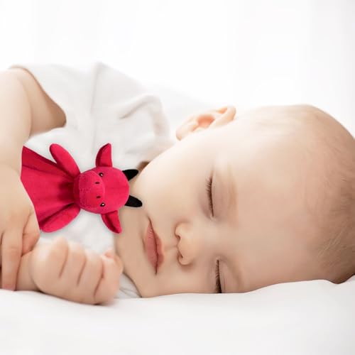 Image of Baby Red Dragon Soft Stuffed Animal Security Blanket, Dinosaur Plush Character Lovey Blanket, Baby Shower /Nursery Gift, Newborn Infant Toddler Snuggle Blankie for Boys Girls, 18 Inches