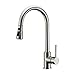 Price comparison product image Brushed Nickel 304 Stainless Steel with Solid Brass Modern Commercial Single Handle Single Hole Pull Down Sprayer Kitchen Tap,Swivel Sprayer Mixer Tap Provided Delle Rosa