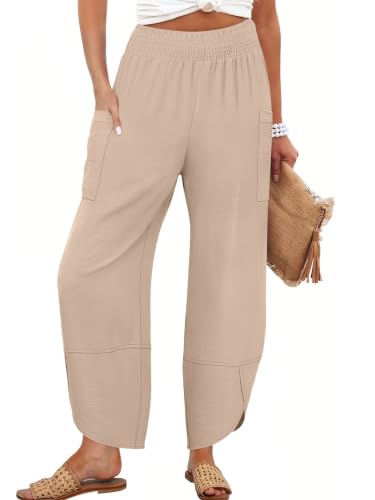 Image of ANRABESS Womens Wide Leg Palazzo Capri Barrel Pants
