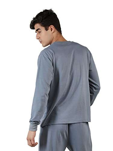 Image of CHKOKKO Men's Terry Cotton Loose Fit Full Sleeves Regular Fit T-Shirt