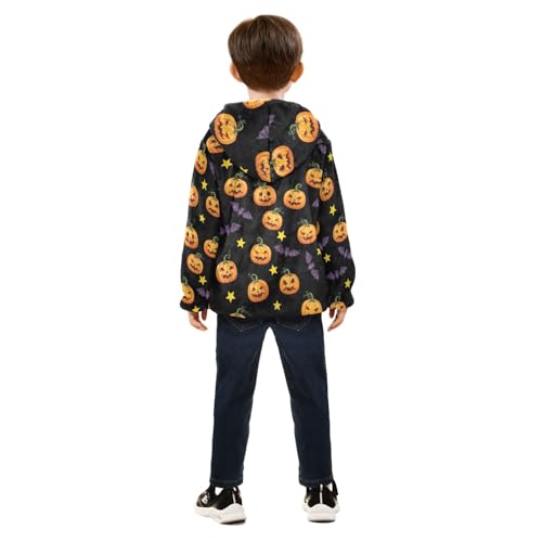 CHIFIGNO Halloween Pumpkins Toddler Zip up Hoodie, Soft Lightweight Fleece Jacket 3T4