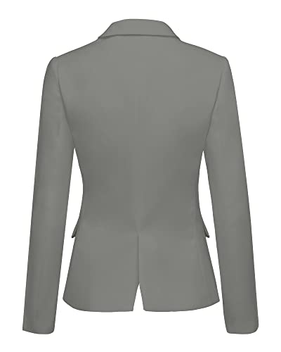 Lookbookstore Women's Casual Grey Blazer Front Buttons Shoulder Pads Work Office Business Blazer Jacket Suit Size M #TOP1