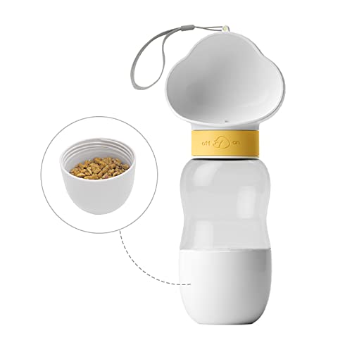 Botella de agua para perros, 350 ml, dispensador de agua portátil a prueba de fugas, con 200 ml de comida para perros, botella para perros para viajes Cover