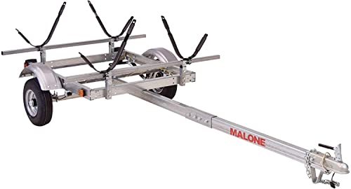 Malone MPG586XJ EcoLight 2 Kayak Trailer with 2 J-Rack Kayak Carriers | 14' / 400 lbs Capacity | Fully Submersible | Marine Grade Galvanized Steel Construction