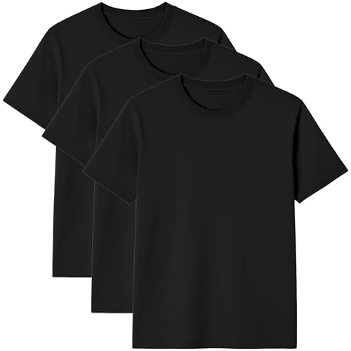 3er Pack Herren T-Shirt – 100% US-Baumwolle, Rundhals, Klassischer Schnitt – Basic für Alltag - Schwarz 2XL