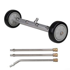 Hochdruckreiniger Unterbaureiniger mit 4000 PSI Wasserbesen, 4 Düsen Sprühstab für Auto, LKW, SUV, Auffahrt, Deck, Terrassenreinigung, Aluminium-Verlängerungsset (ohne Stecker)
