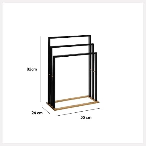 Porte-serviettes sur pied noir bambou 3 tringles Naturéo