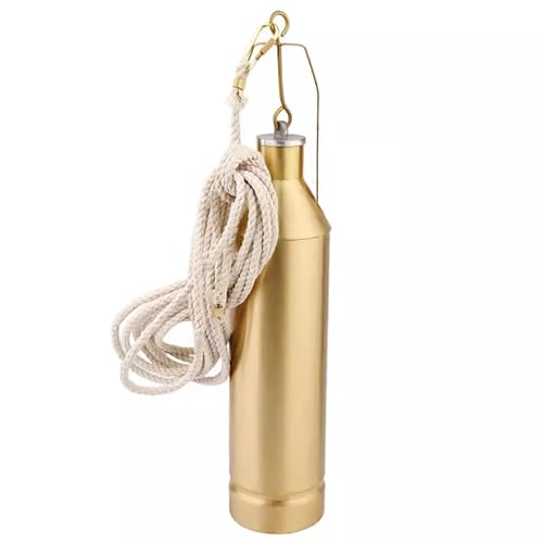 Jievmrs Petrochemical Oil Sample Sampler for Industrial, 16ft 33ft 49ft Rope Sampling Container with Metal Cover, Gold Copper Tank for Extraction Oil Sample(300ml,Rope L-20m/65.6ft)