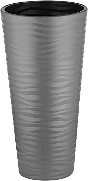 Pot de fleurs haut M anthracite - 70 cm - Pour porte intérieure et extérieure - Avec insert