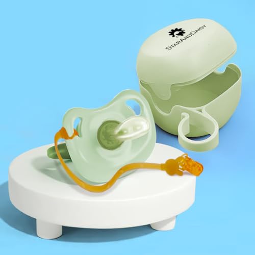 Image of StarAndDaisy Soft Silicone Baby Pacifiers with Unique Shape to Support Psychological Breathing, Teether & Pacifier for Newborns. (Green)